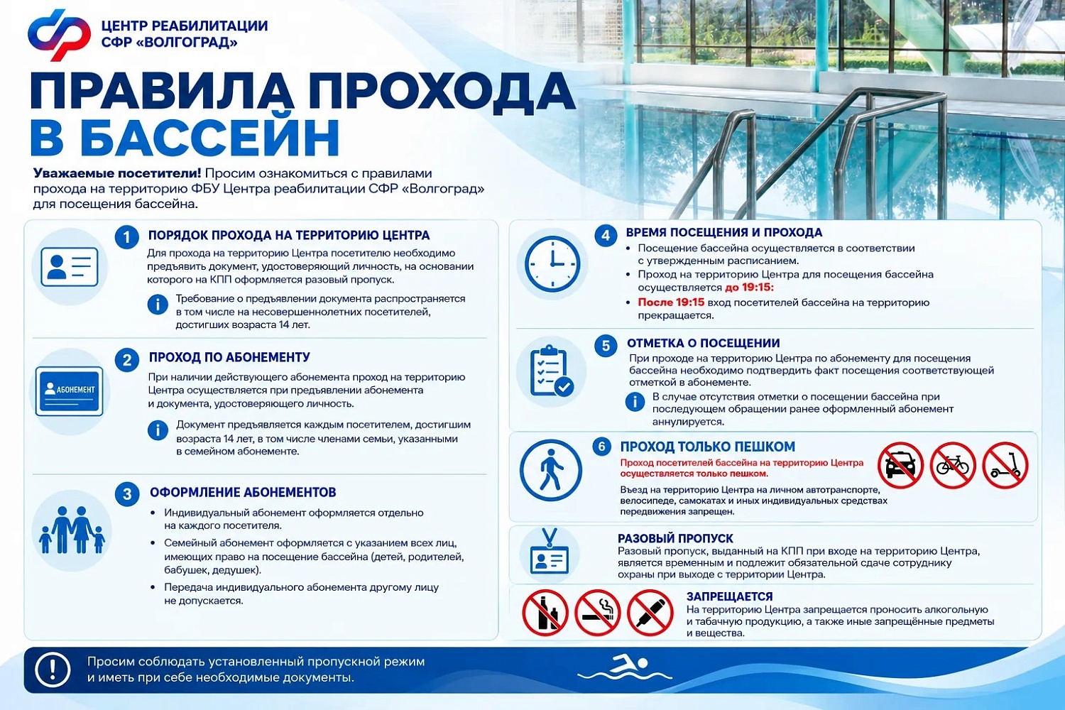 ПРАВИЛА ПРОХОДА В БАССЕЙН